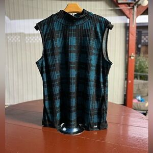 Calvin Klein teal and black tunic top Size L